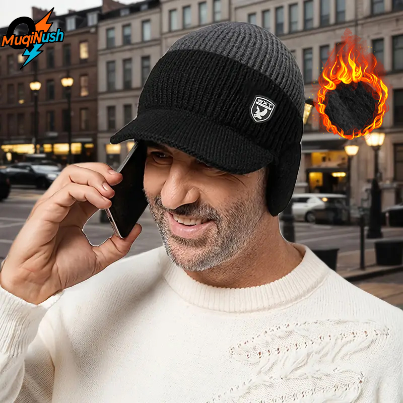 Cycling Gear Cold Weather - MuqiNush Winter Warm Beanie with Earflaps